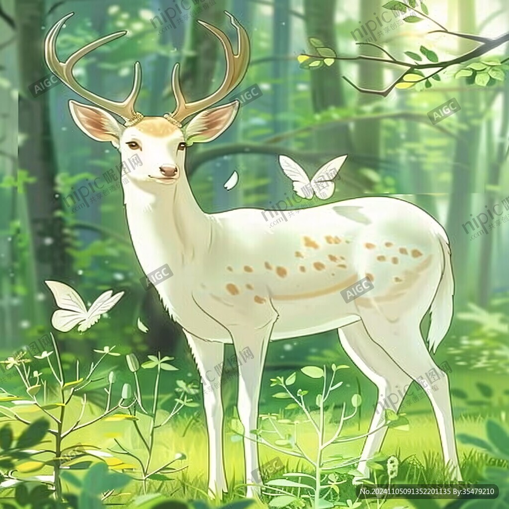 白鹿插画
