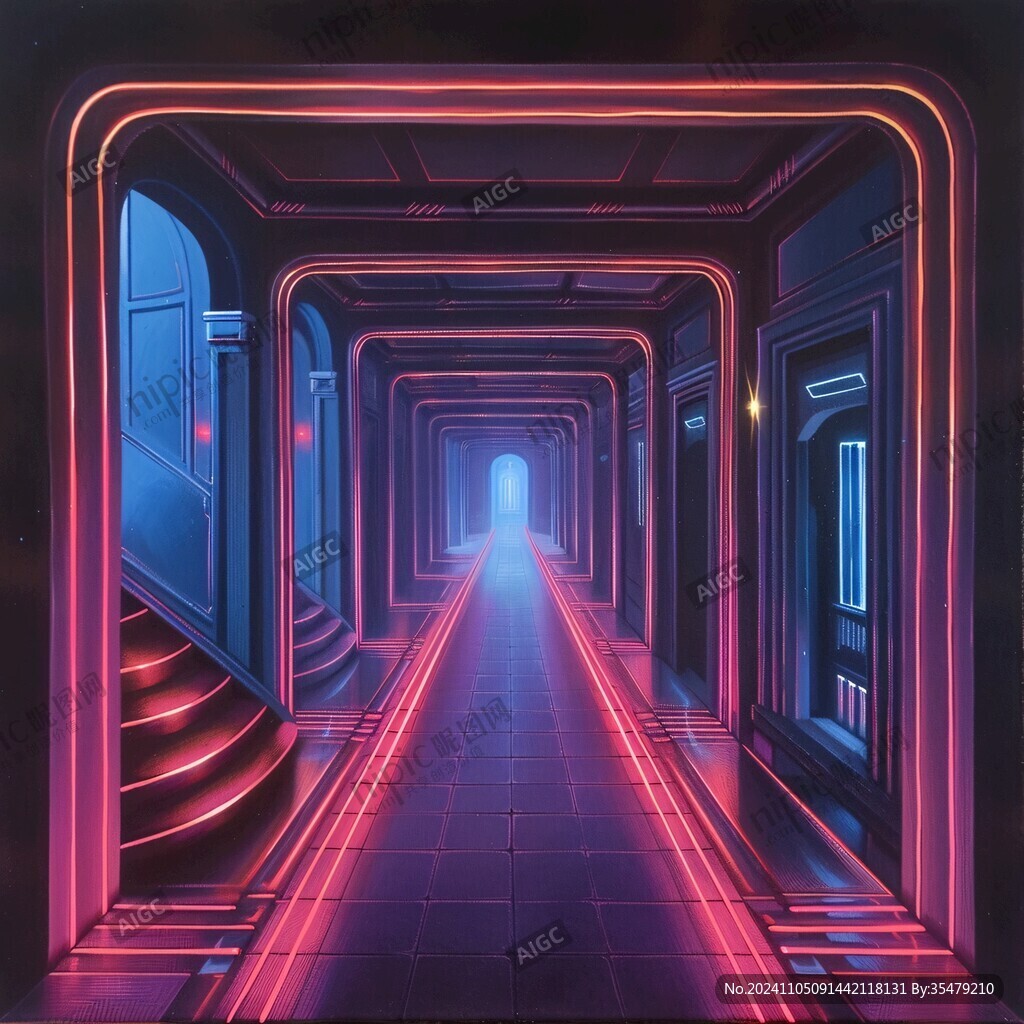 科幻灯光走廊