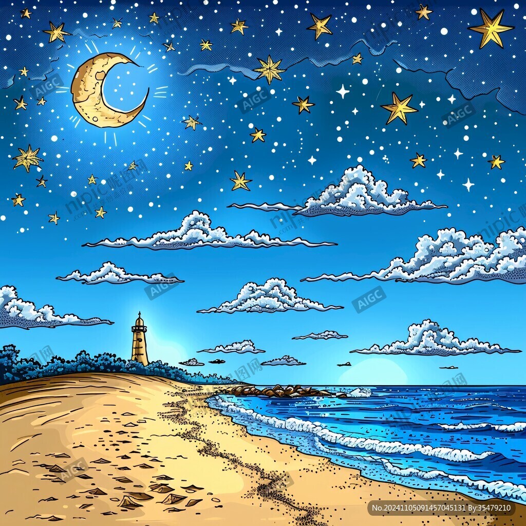 海滩夜景
