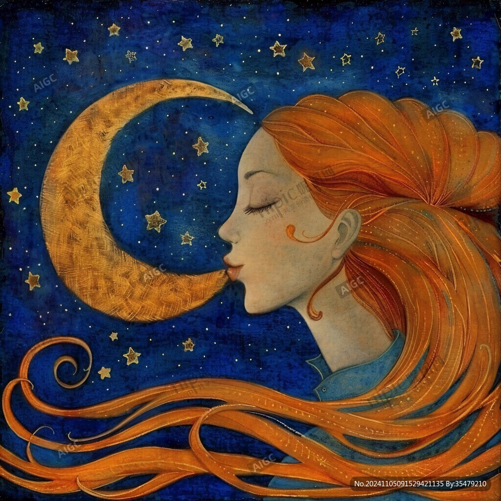星空女孩插画