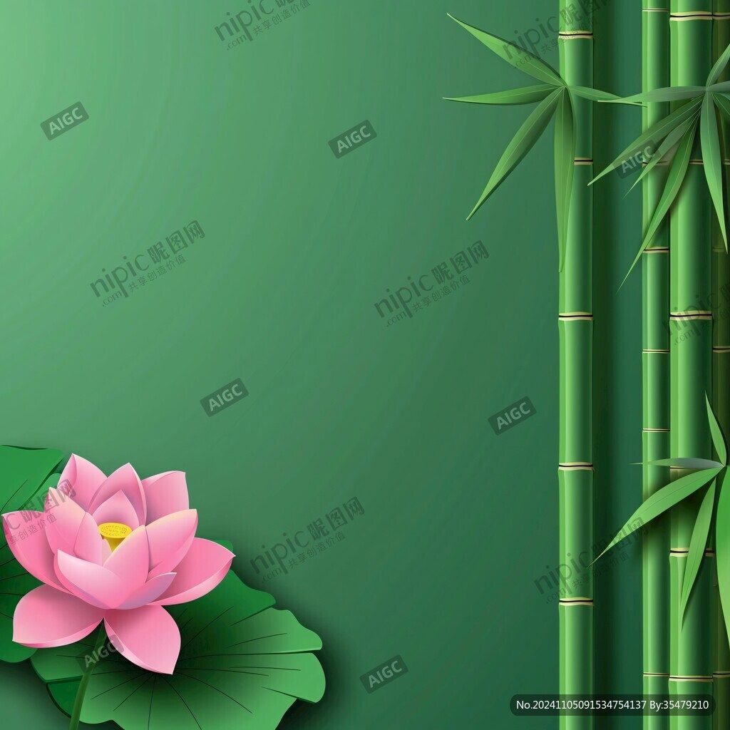 竹子荷花背景