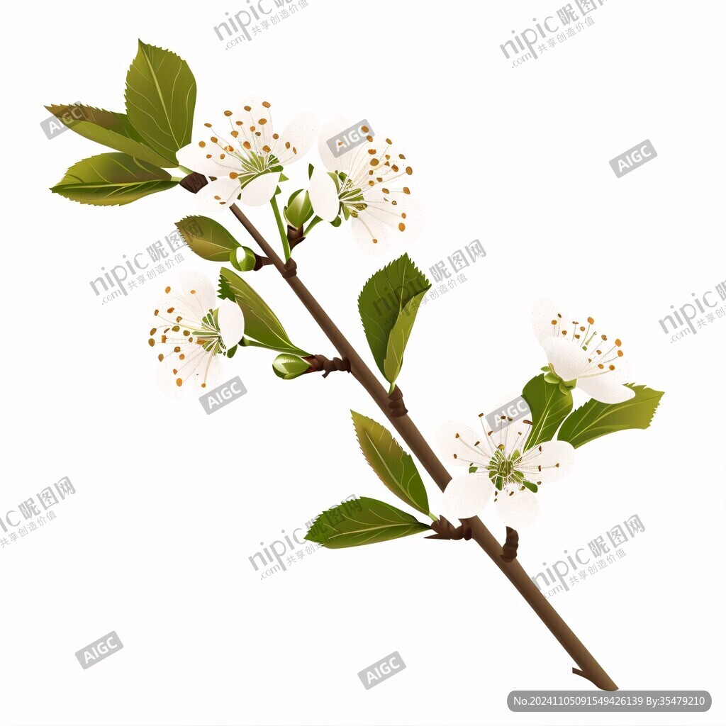 梨树花枝花卉素材