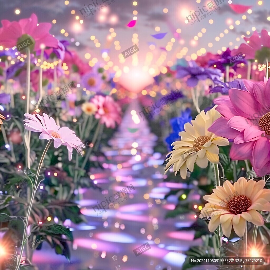 鲜花灯光隧道