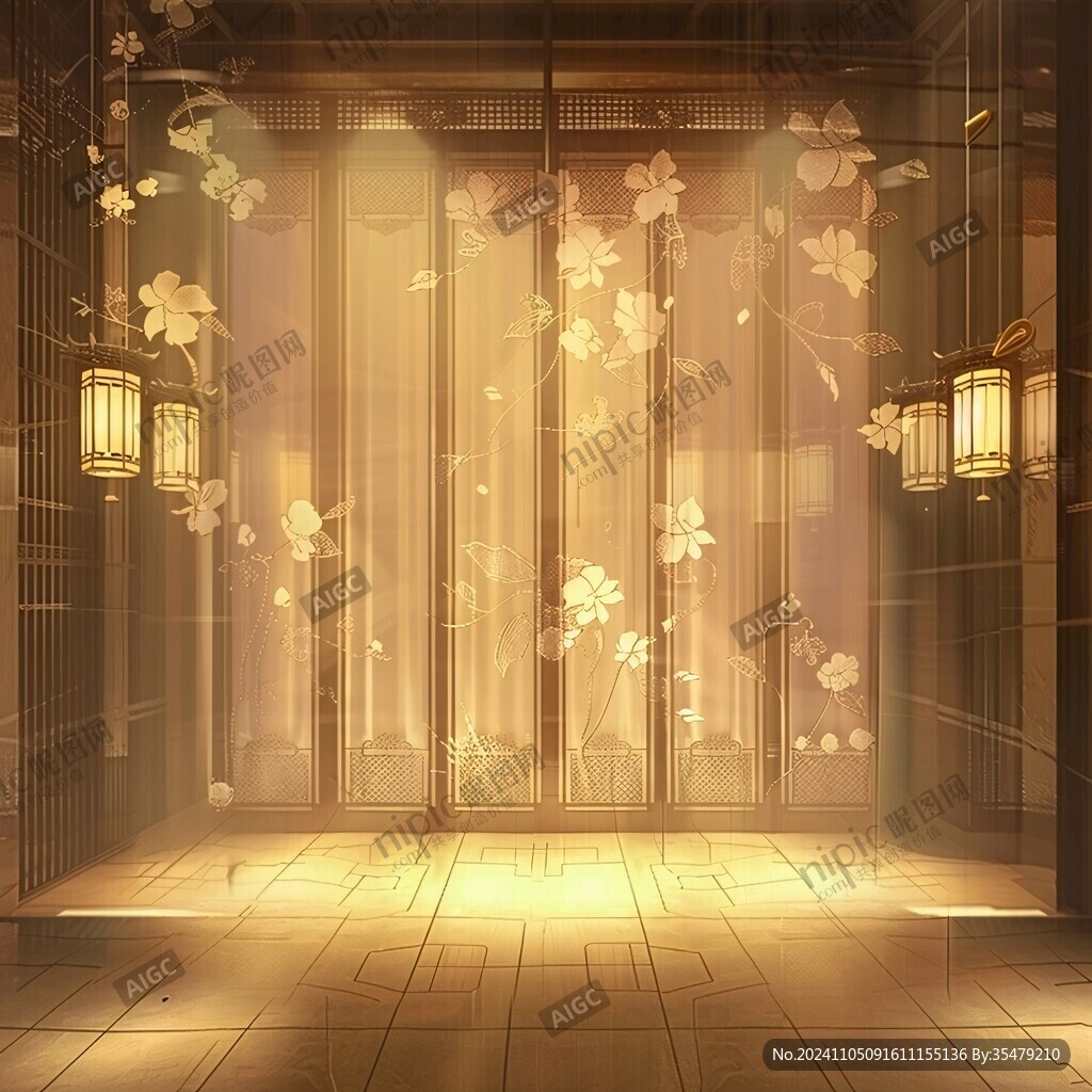 玉兰花阁楼背景插画