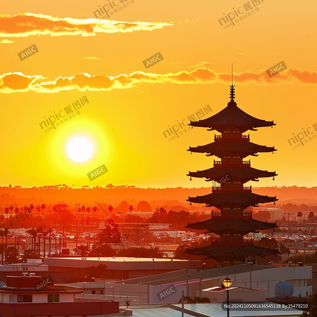 朱樱塔夕照
