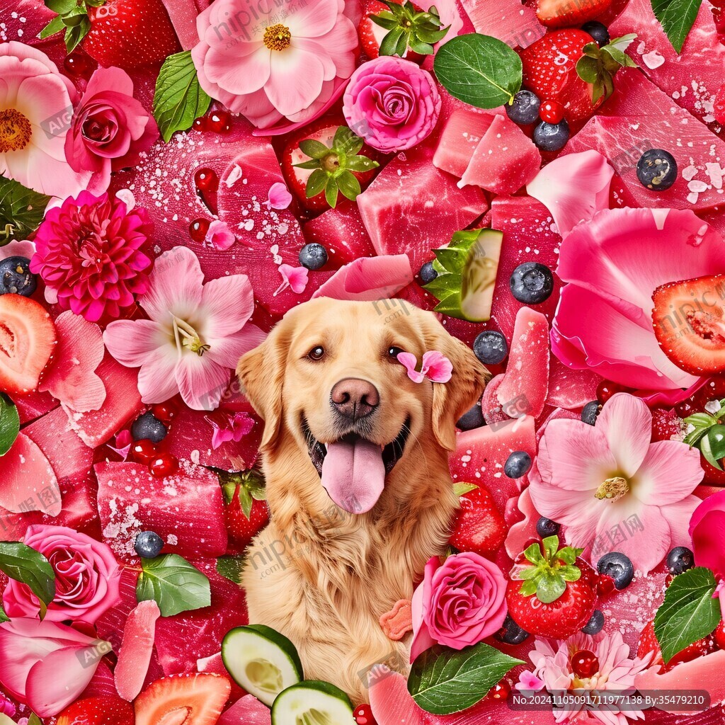 狗狗和鲜花