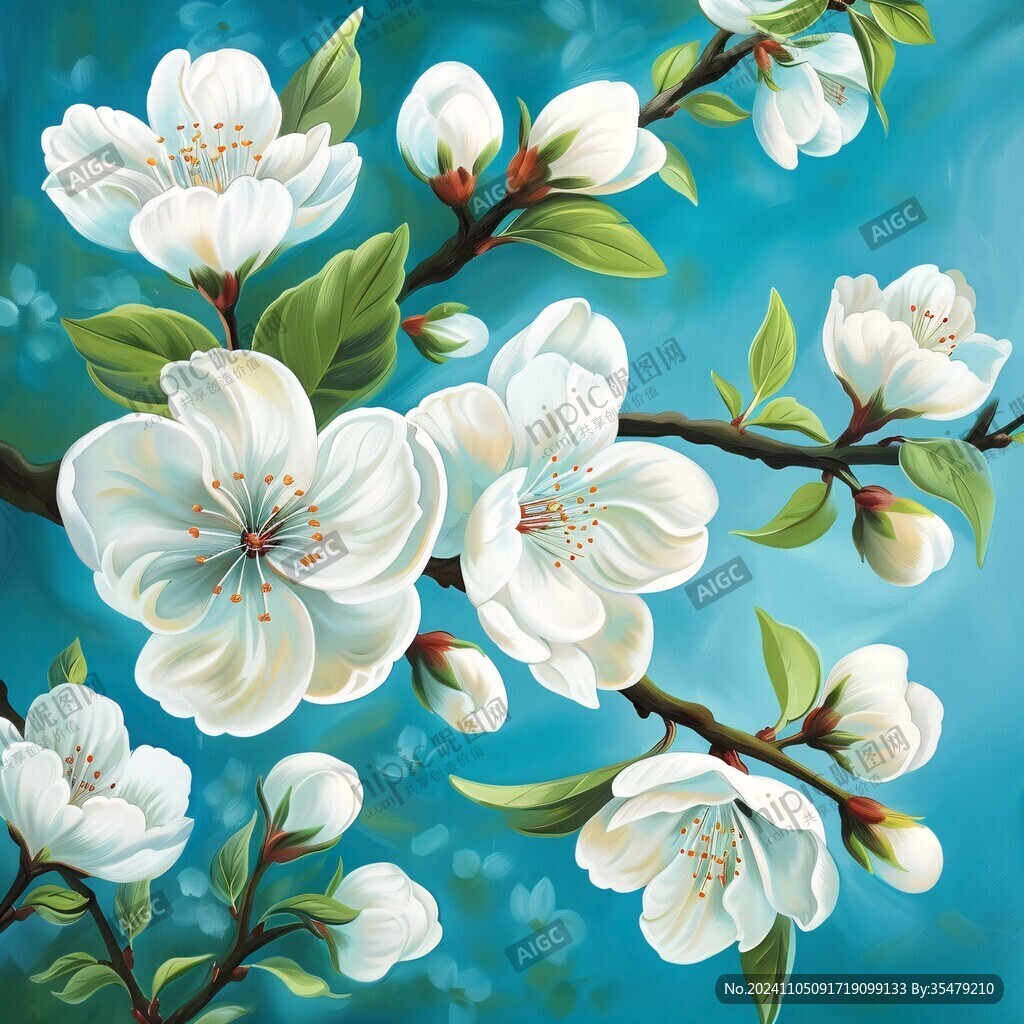手绘苹果花桃花杏花