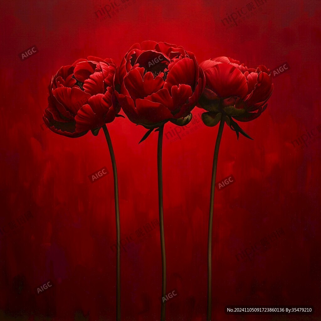 红色鲜花壁画