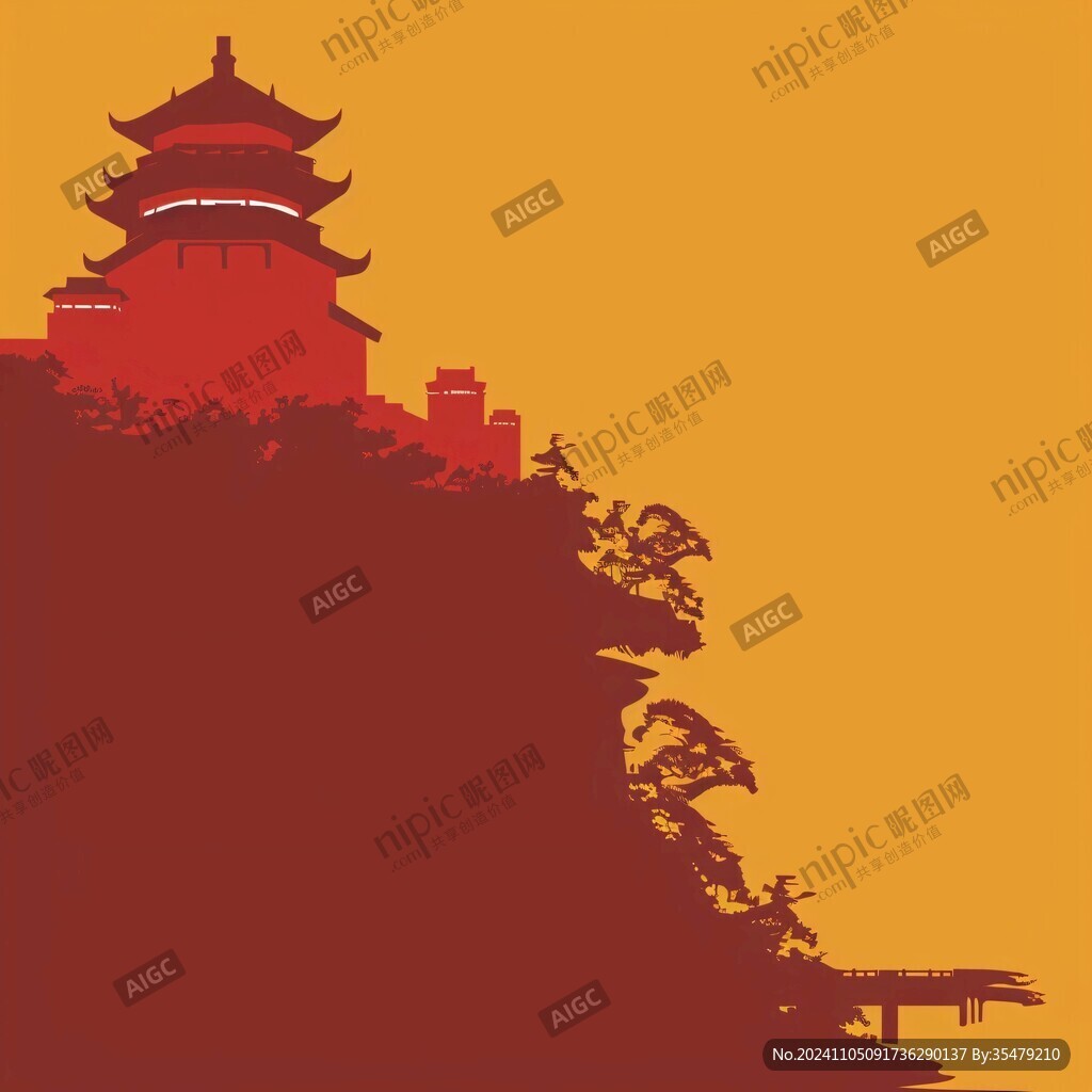中国建筑剪影背景