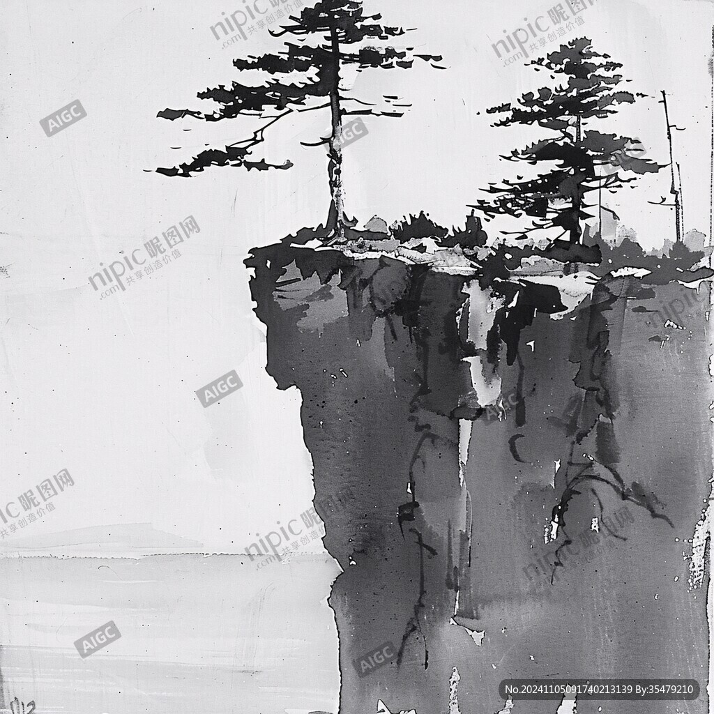 松林水墨画