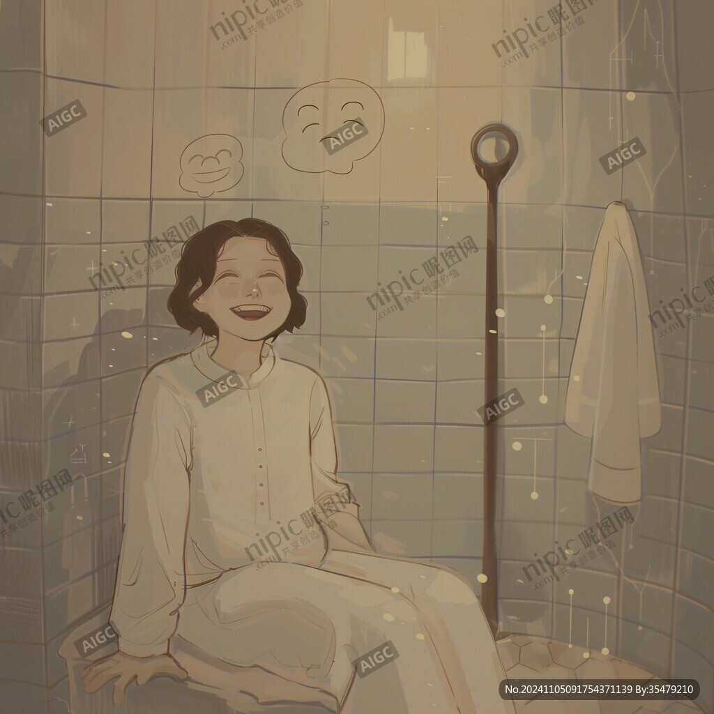 居家插画小女孩泡澡澡