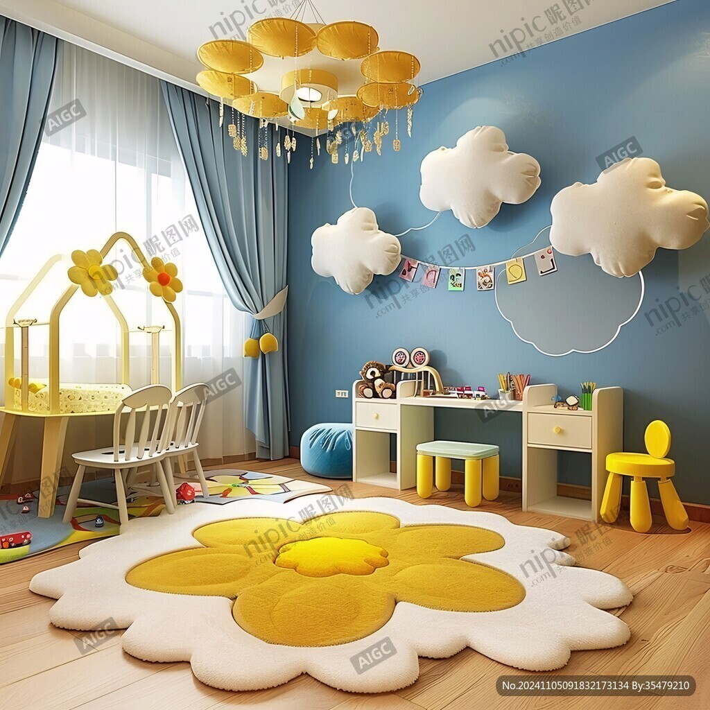 幼儿园儿童房蓝天白云