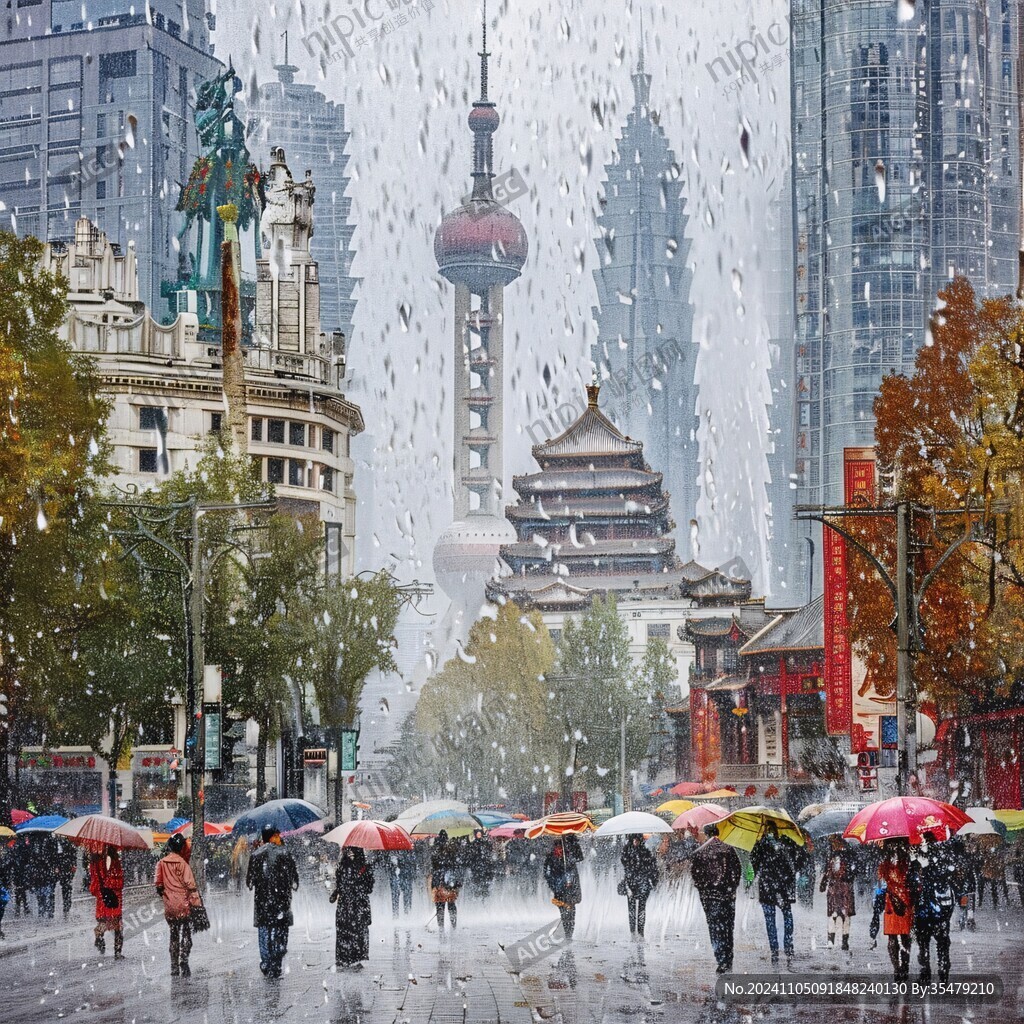 雨中的外滩