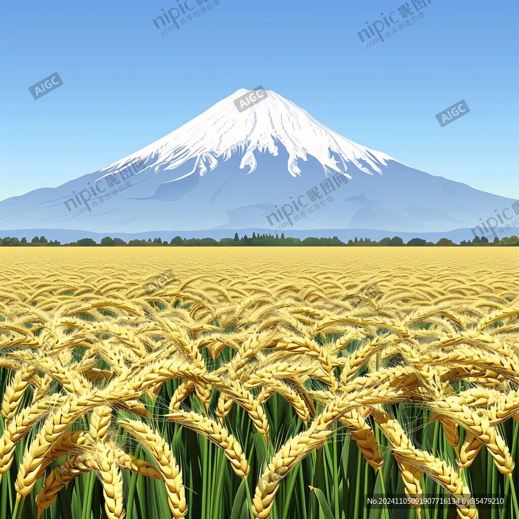 手绘麦田风景