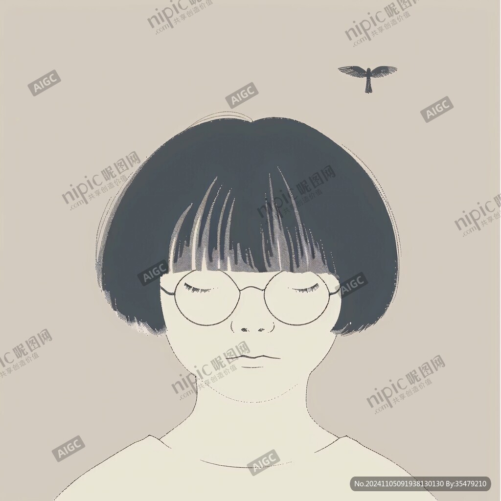 眼镜女孩插画