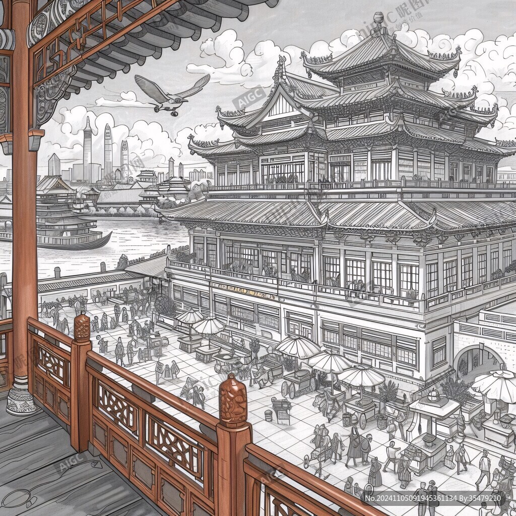 金马碧鸡坊插画