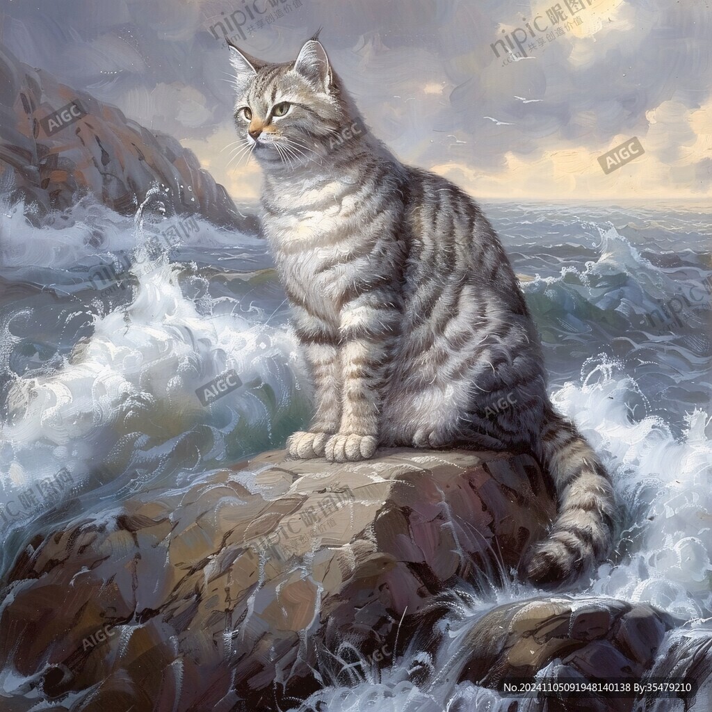 油画大花猫