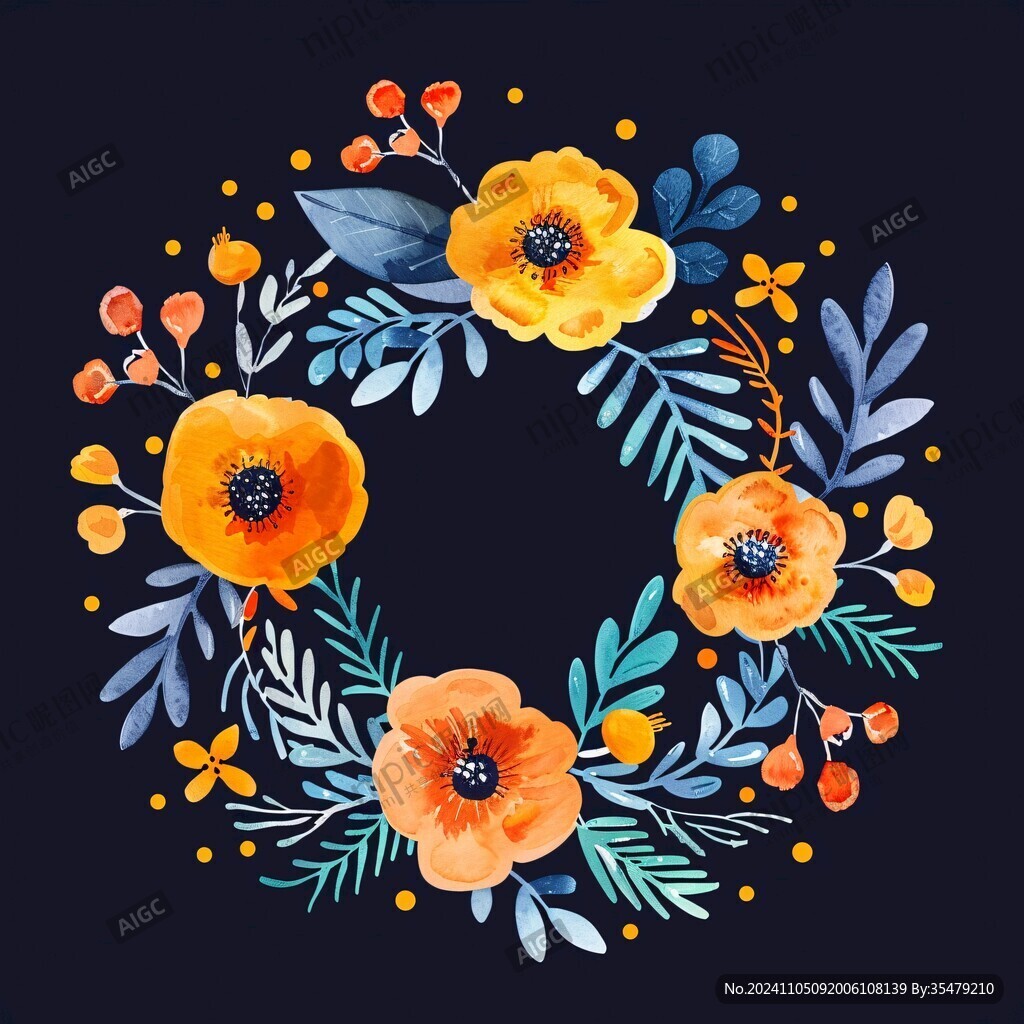 橡皮泥花环插画