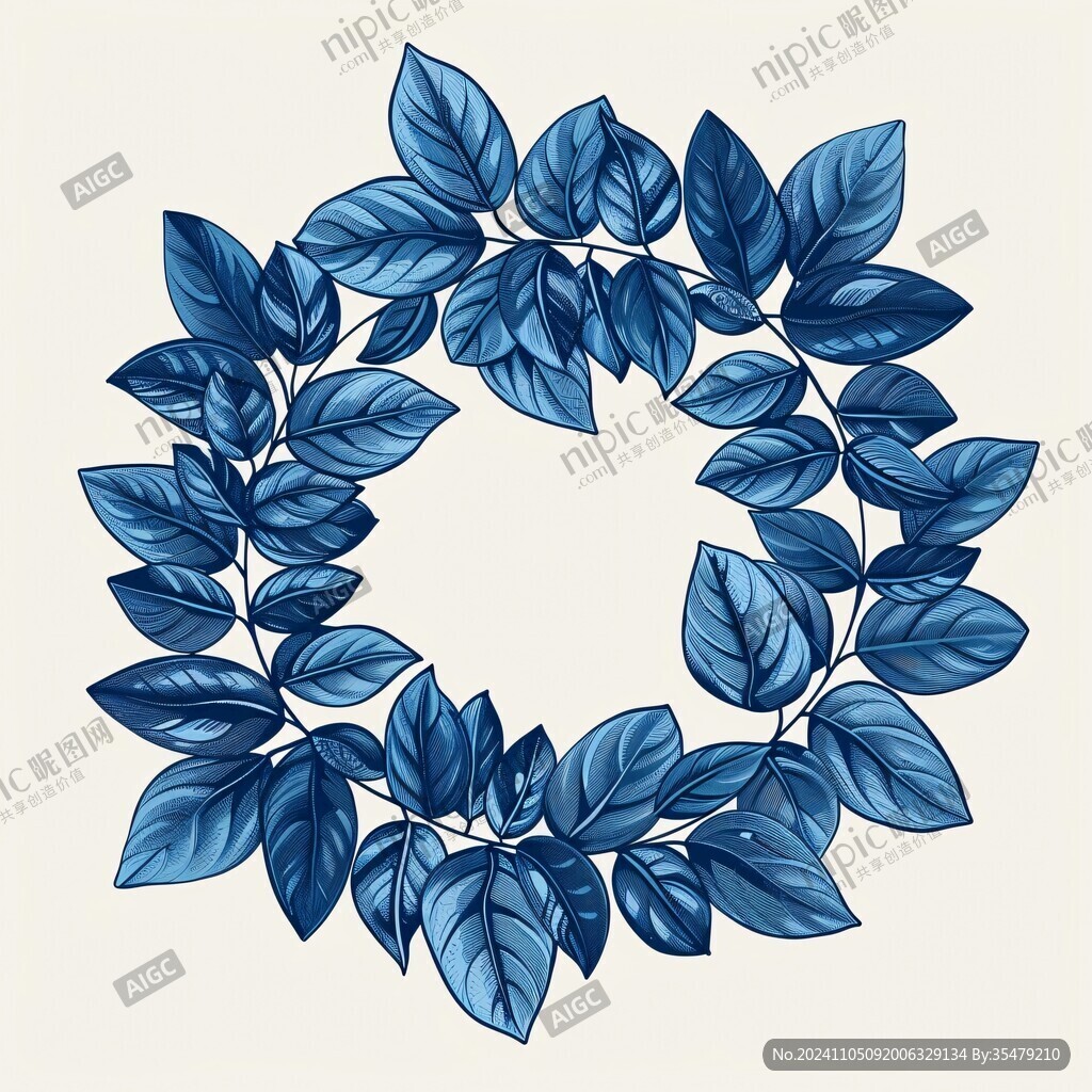 叶子花环插画