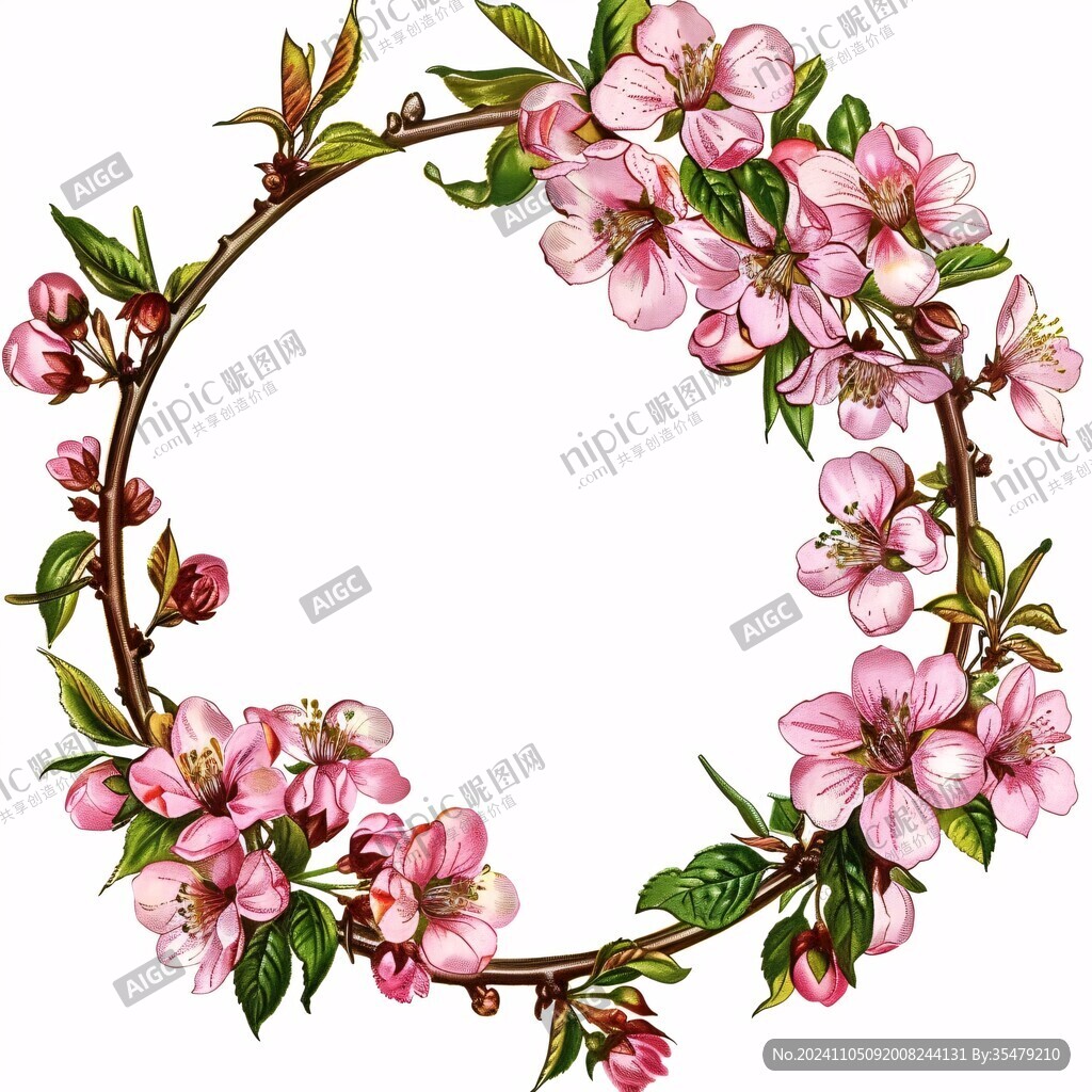 手绘苹果花桃花杏花