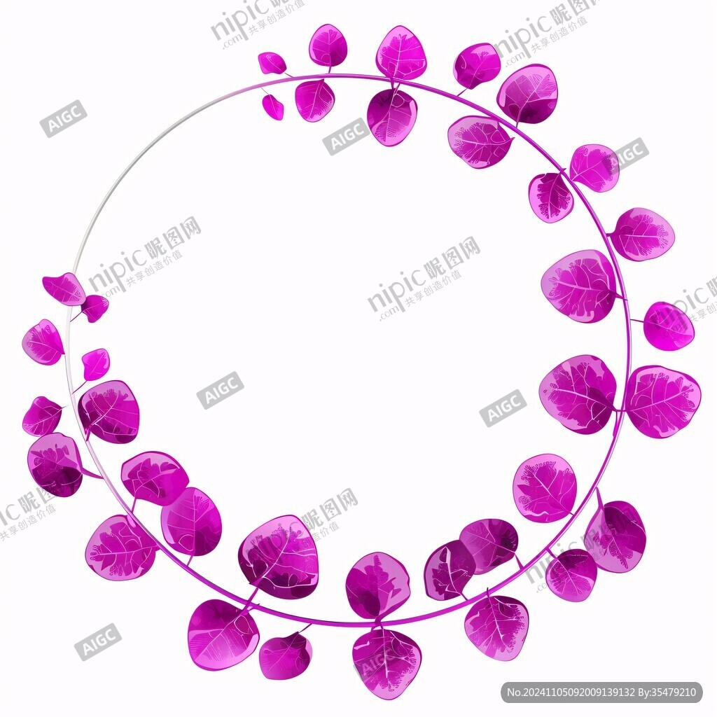 圆形绿植花边