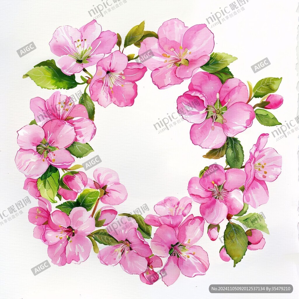 手绘苹果花桃花杏花