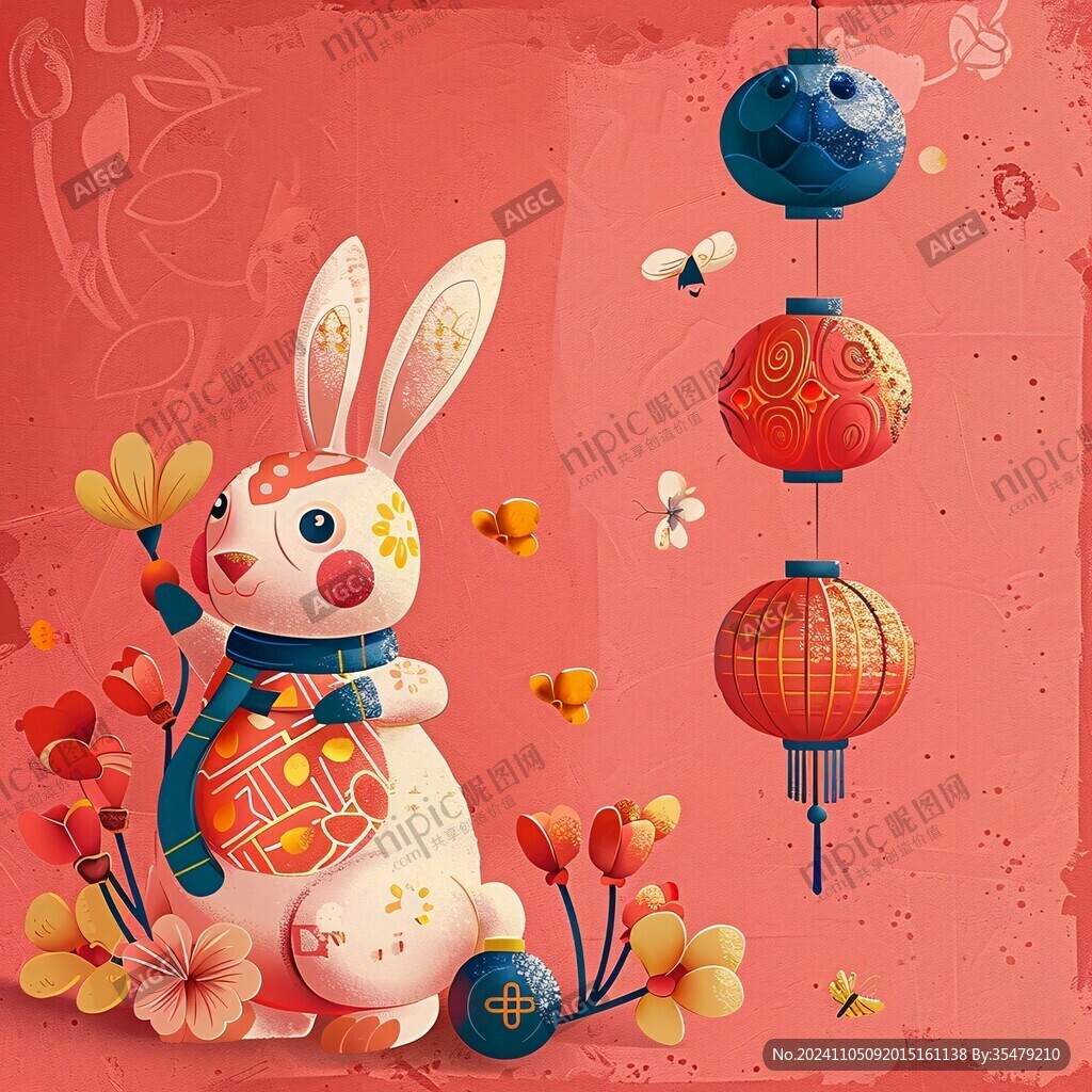兔年春节插画