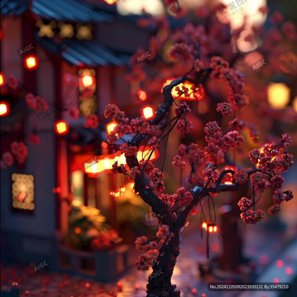 仿桃花树花灯