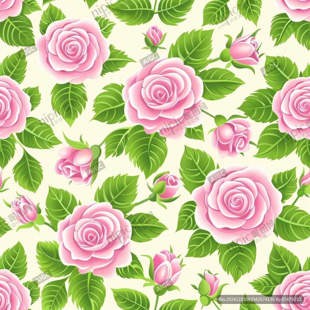 玫瑰花大叶子花纹