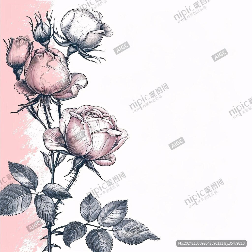 手绘质感玫瑰花