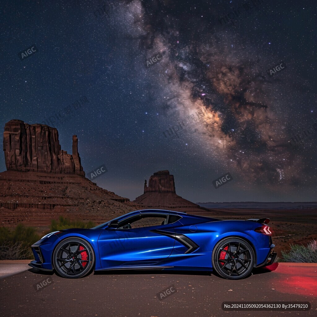 繁星下的汽车