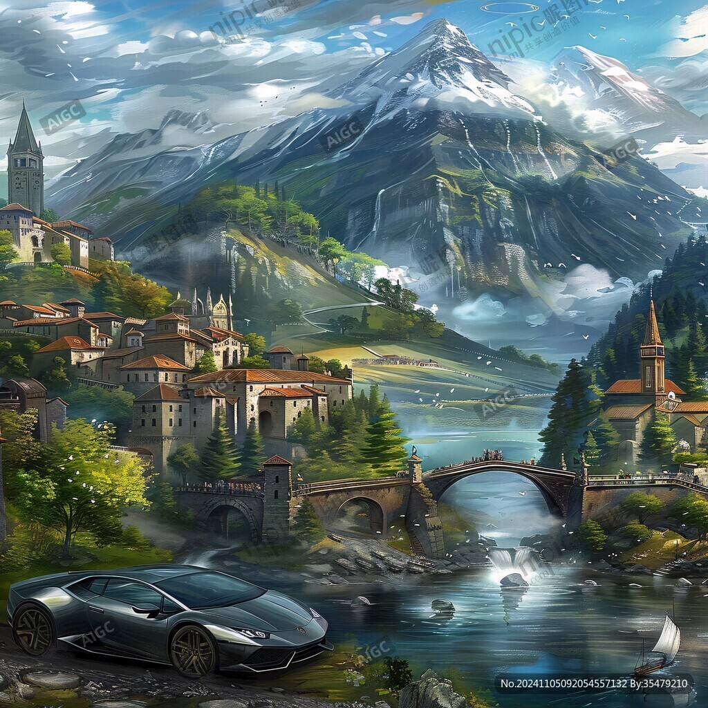 汽车风景画