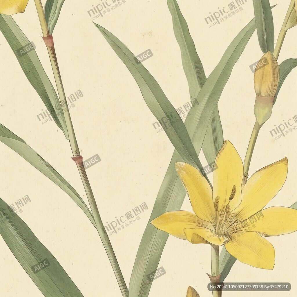 中草药植物插画萱草