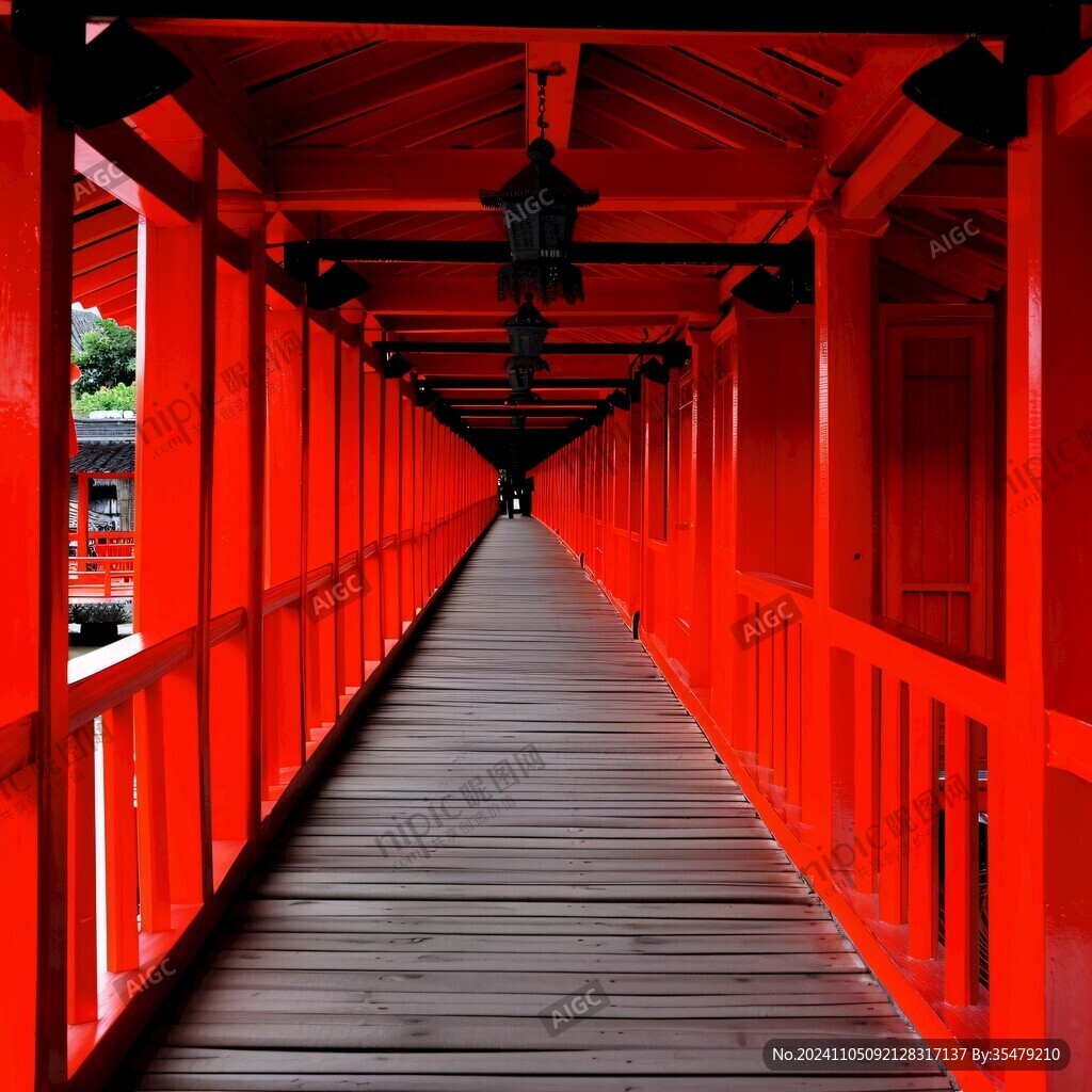 日本红色拱桥