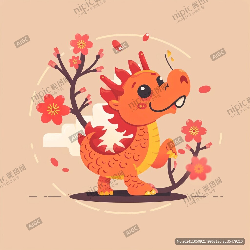 龙年扁平风插画