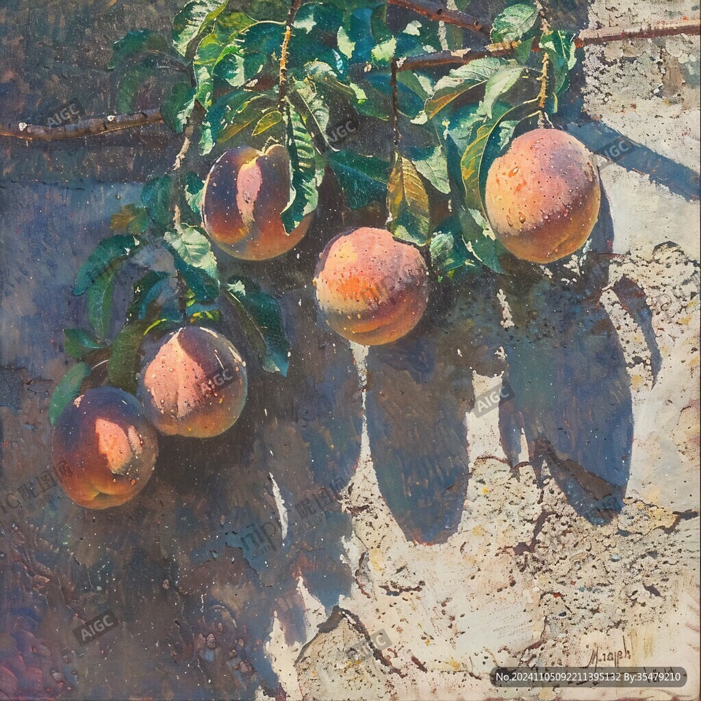 桃子油画