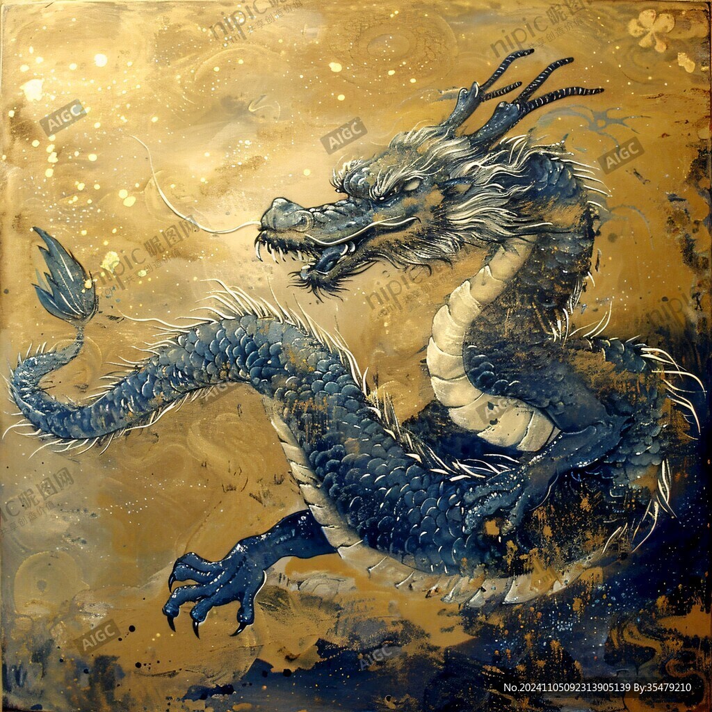 龙年烫金插画