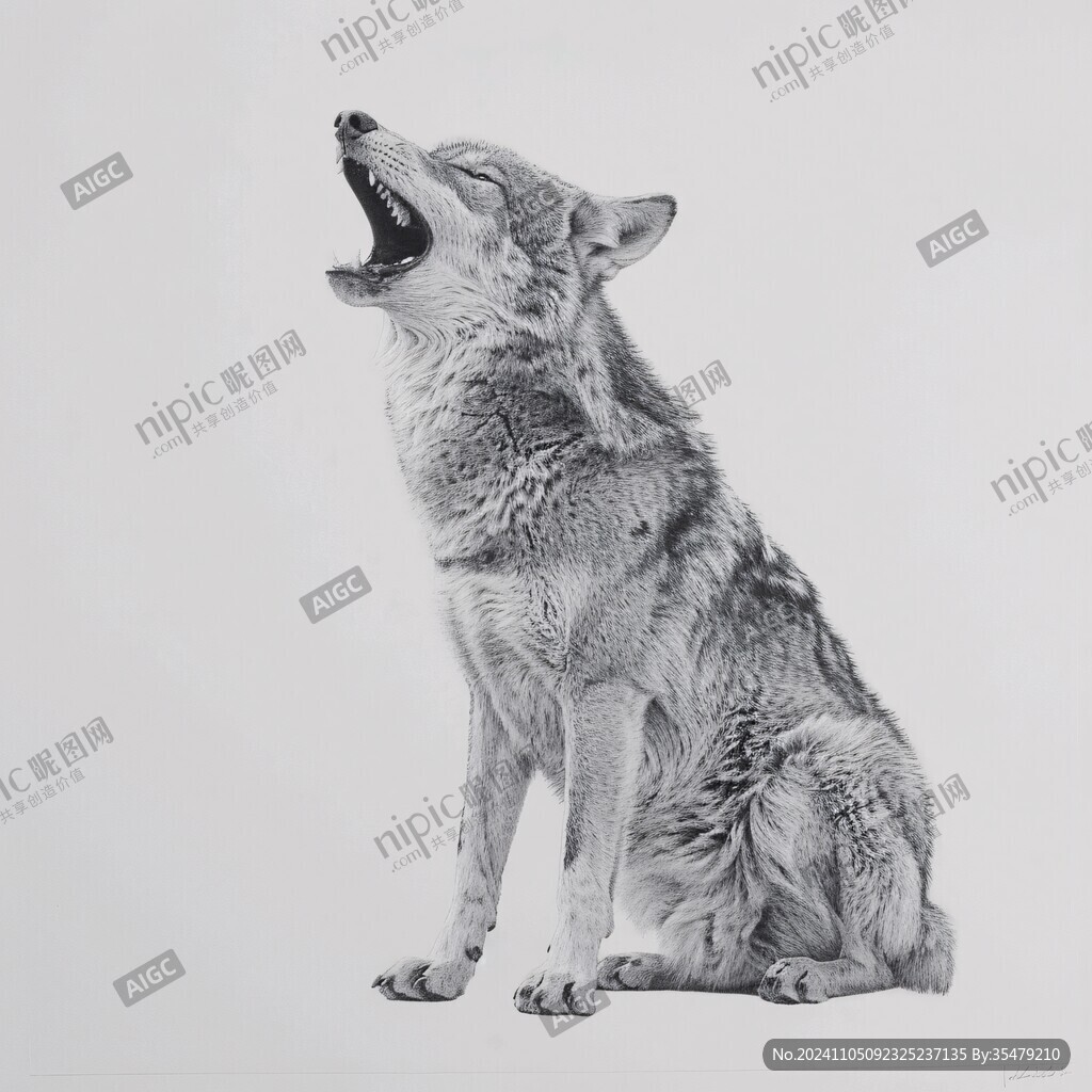 狼彩铅画