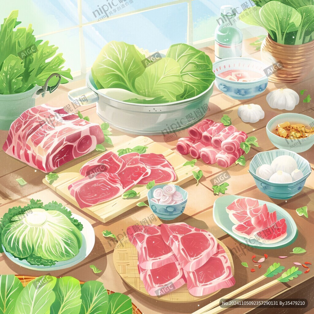 涮羊肉插画