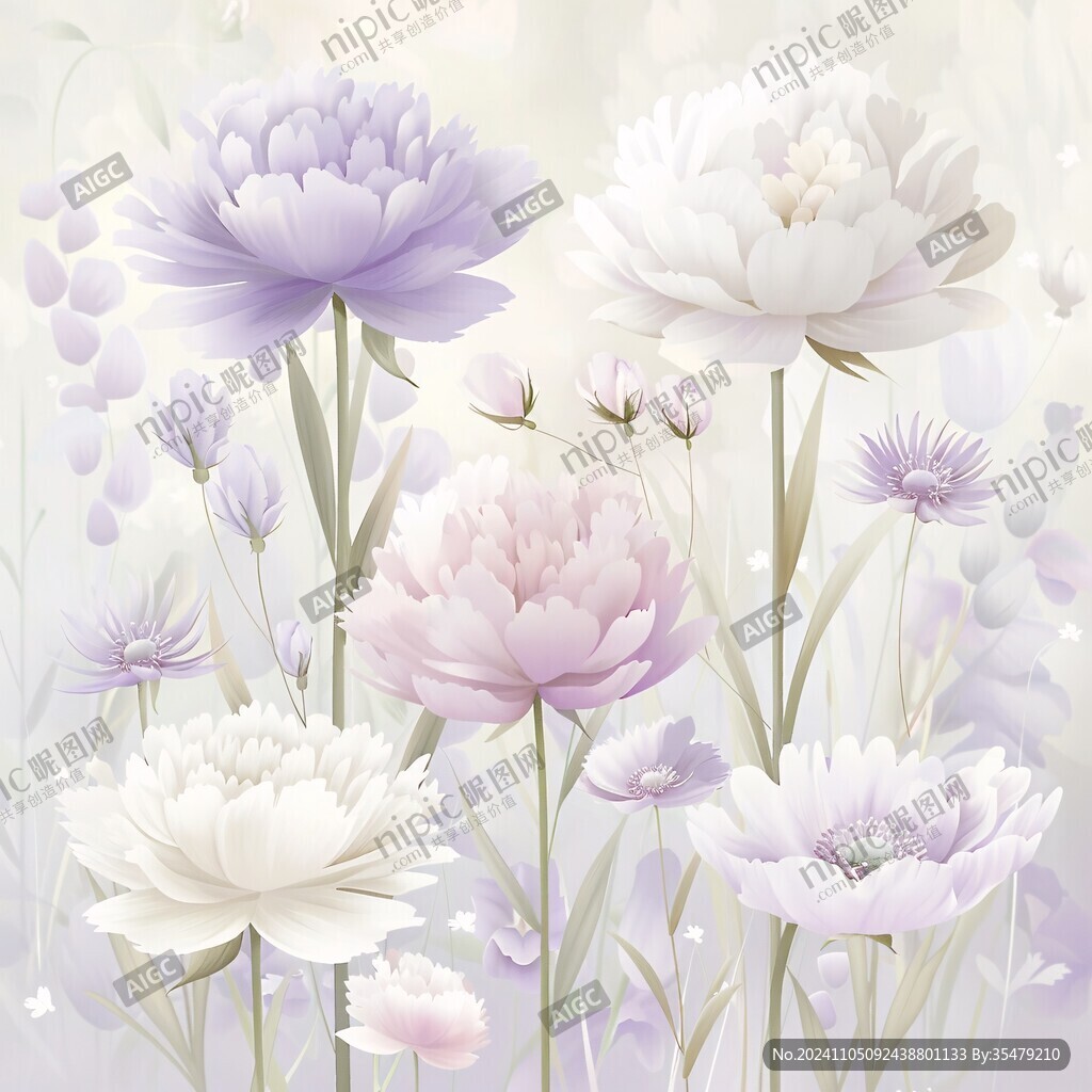 手绘菊花紫色浪漫背景