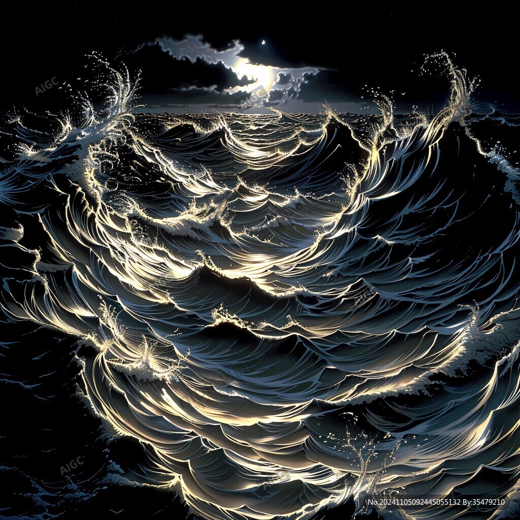 插画浪花