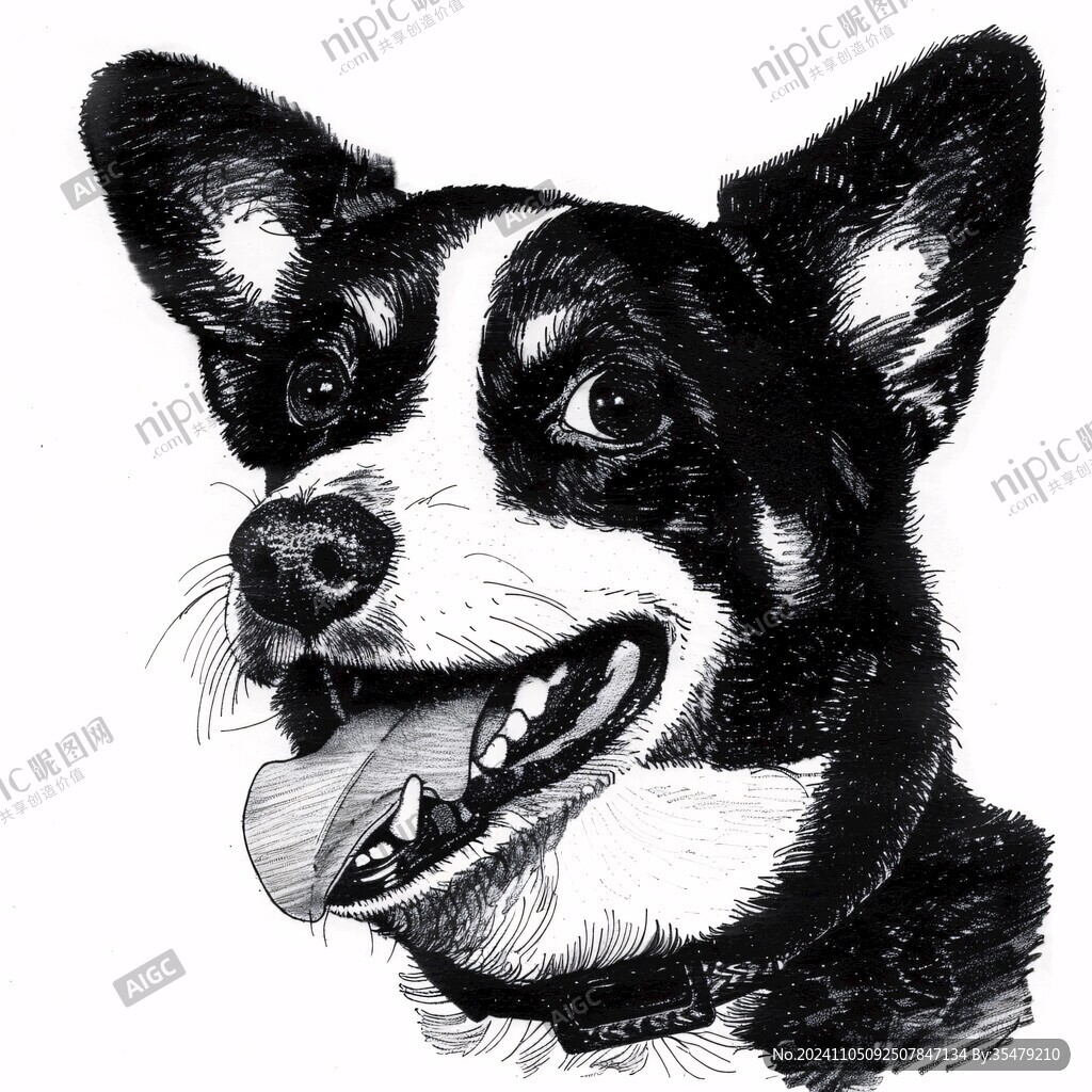 手绘素描狗狗
