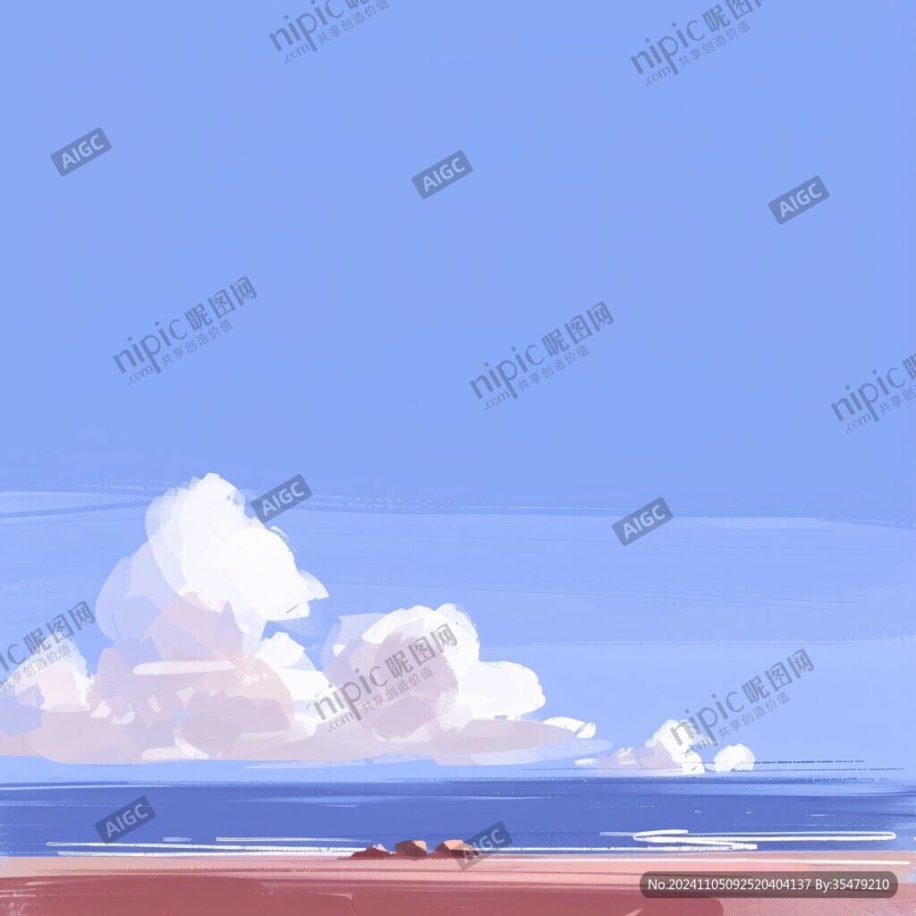 插画蓝天大海