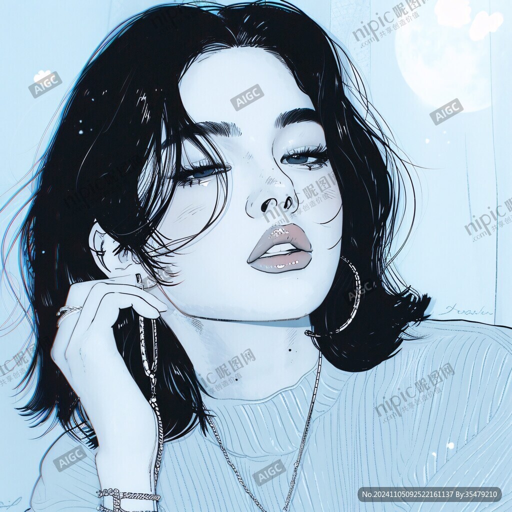高级感女插画