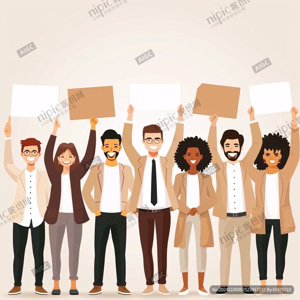 大学生手举牌