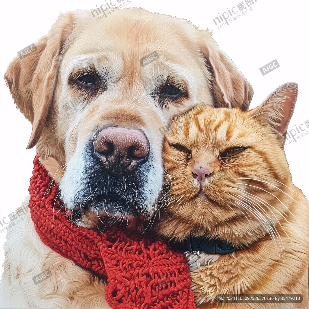 猫狗和谐画面