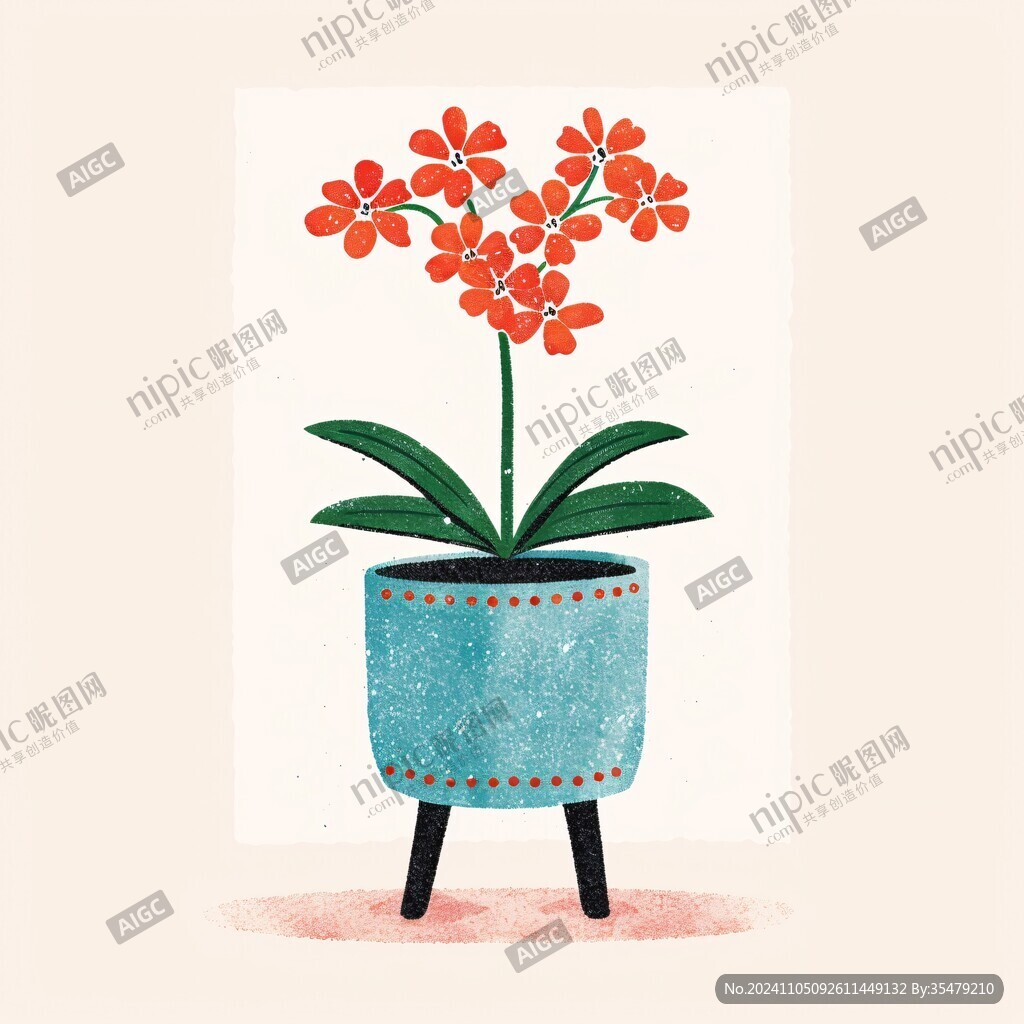 君子兰花卉插画