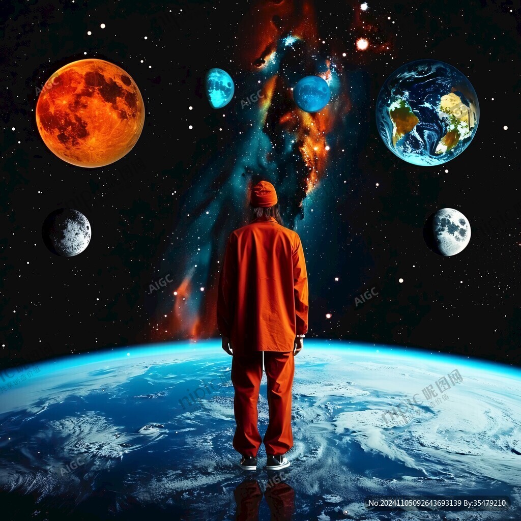 在超现实空间里的人
