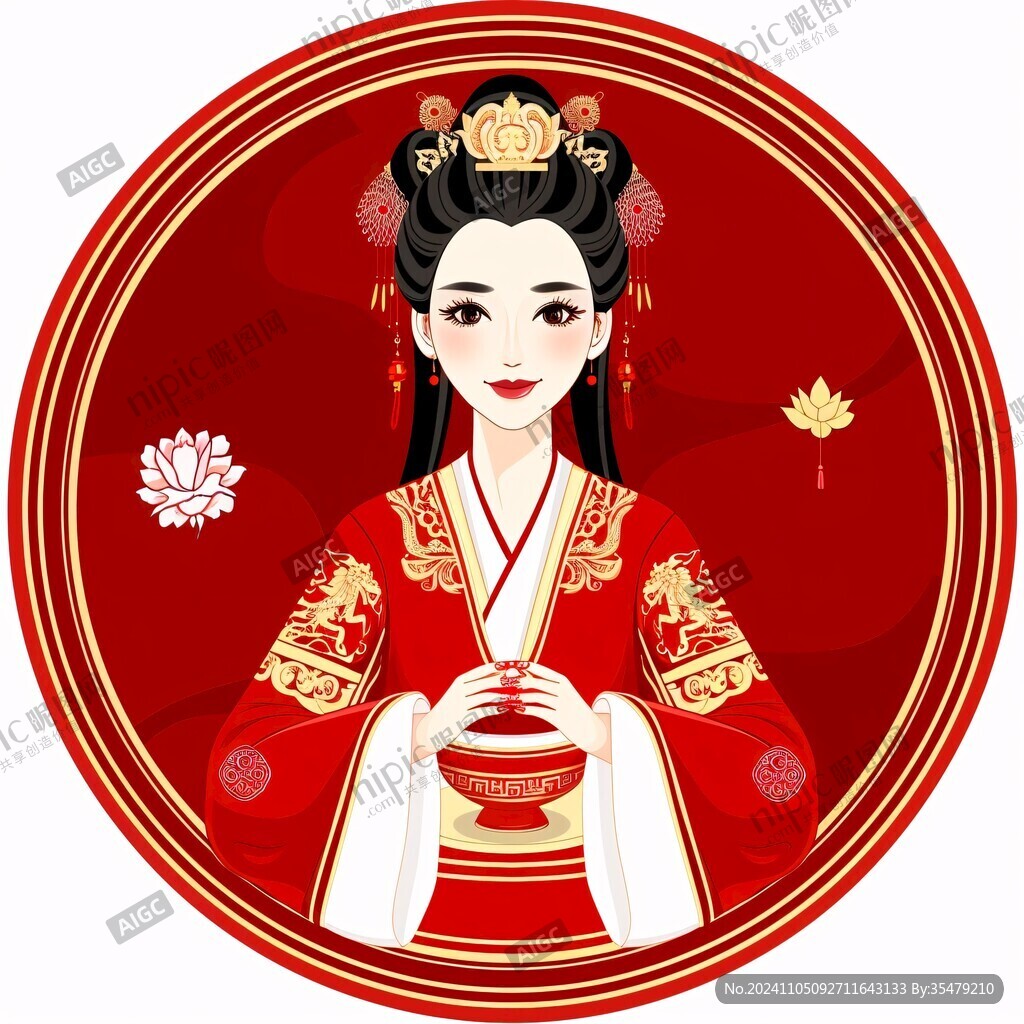 中式新娘插画