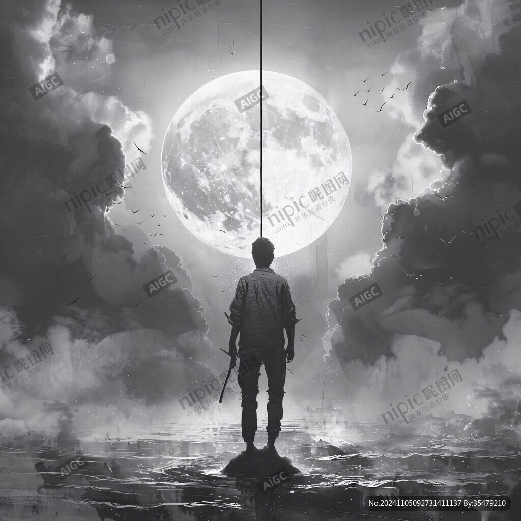 男人背影超现实虚空间